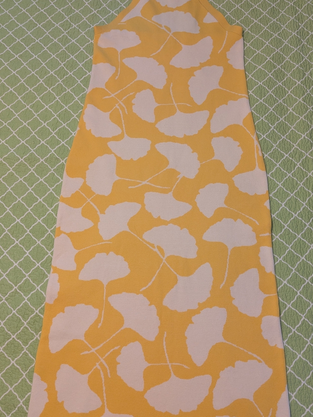 Diane Von Furstenberg Yellow and White Printed Midi Dress